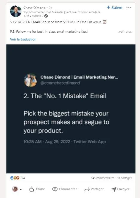 Chase Dimond email marketing mistake numero 1