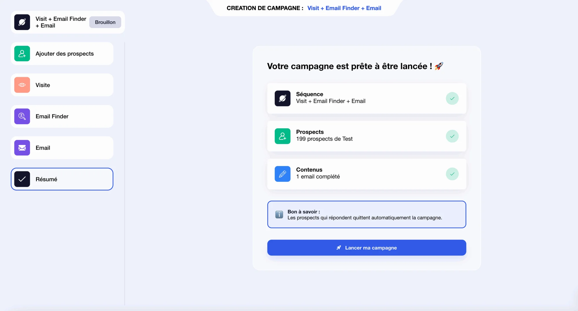 Automatisation du recrutement avec Waalaxy : Lancer votre campagne d'automatisation.