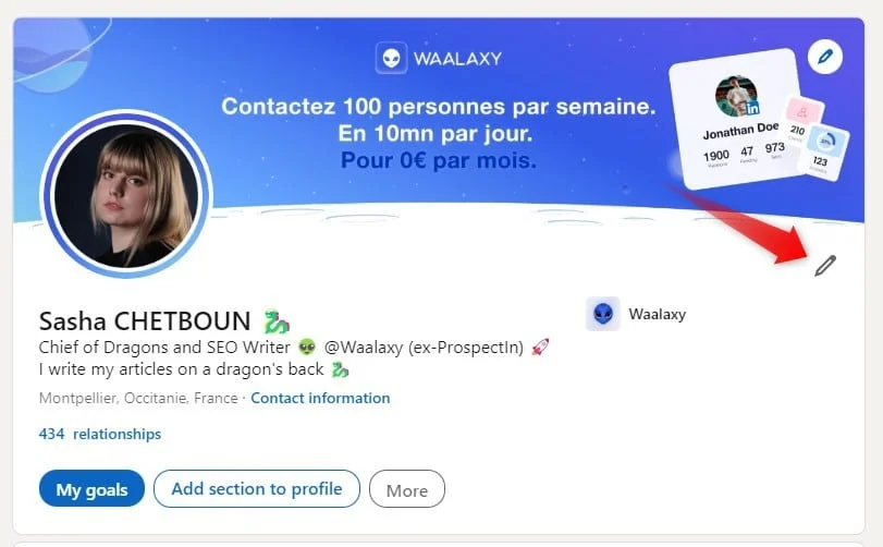 Profil LinkedIn Sasha Chetboun Waalaxy