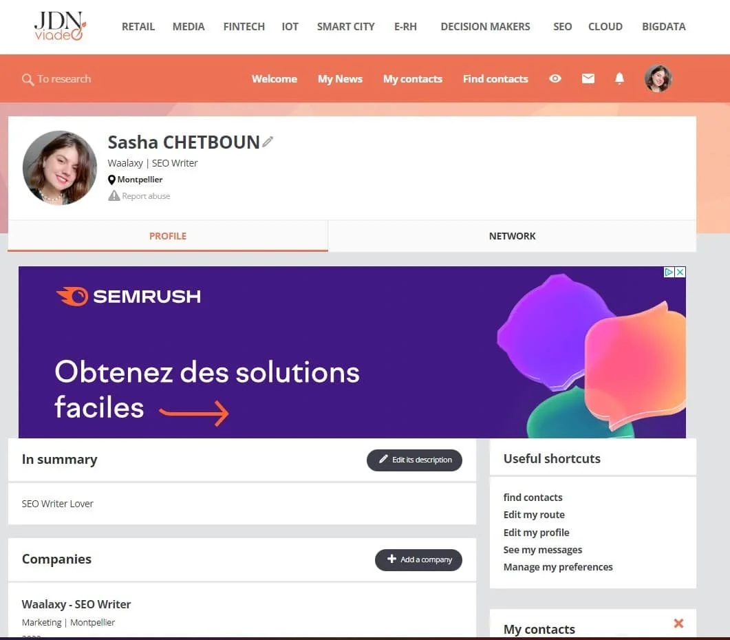 Profil Sasha Chetboun Waalaxy SEO writer