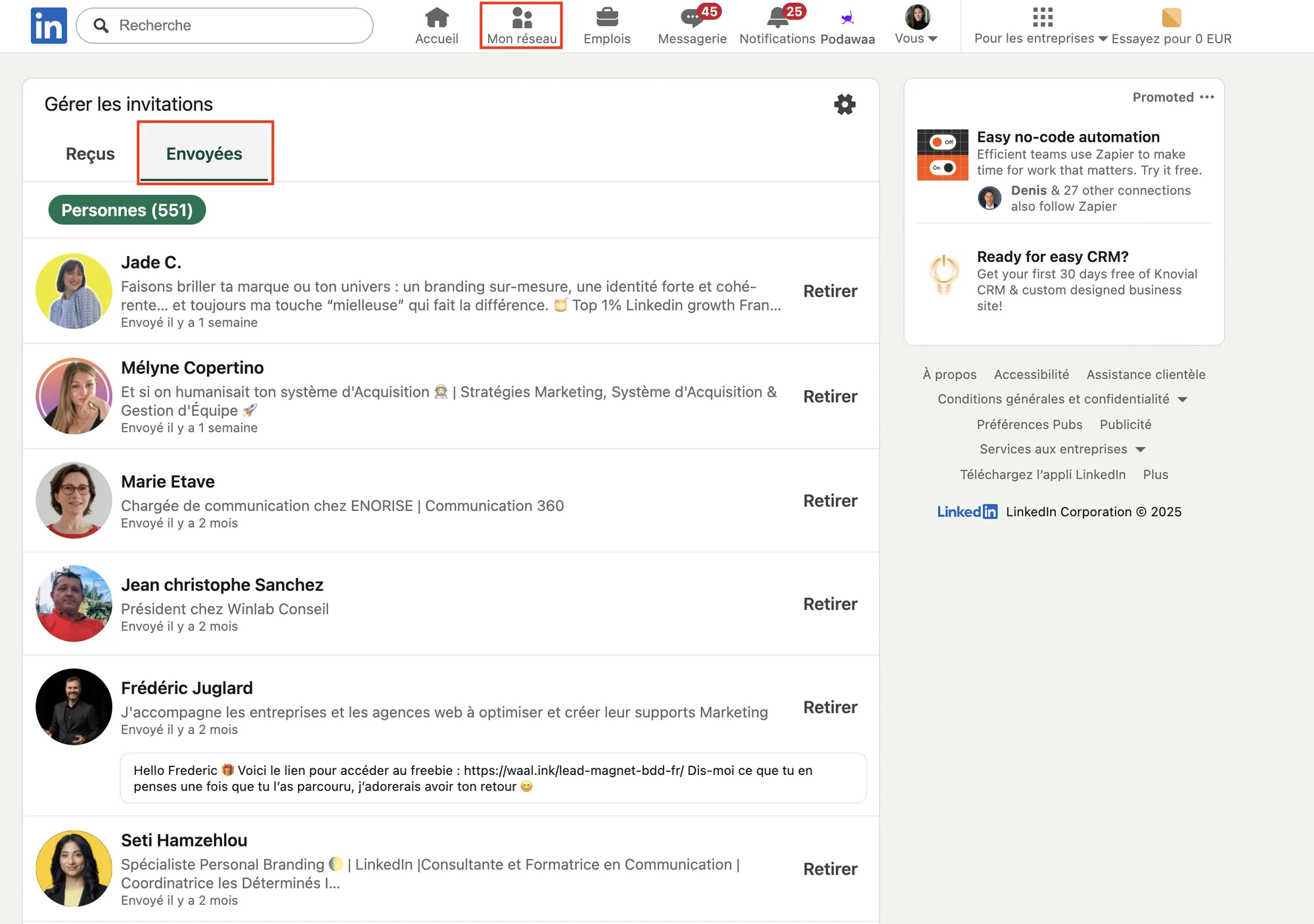 Comment annuler une demande d'invitation de connexion LinkedIn