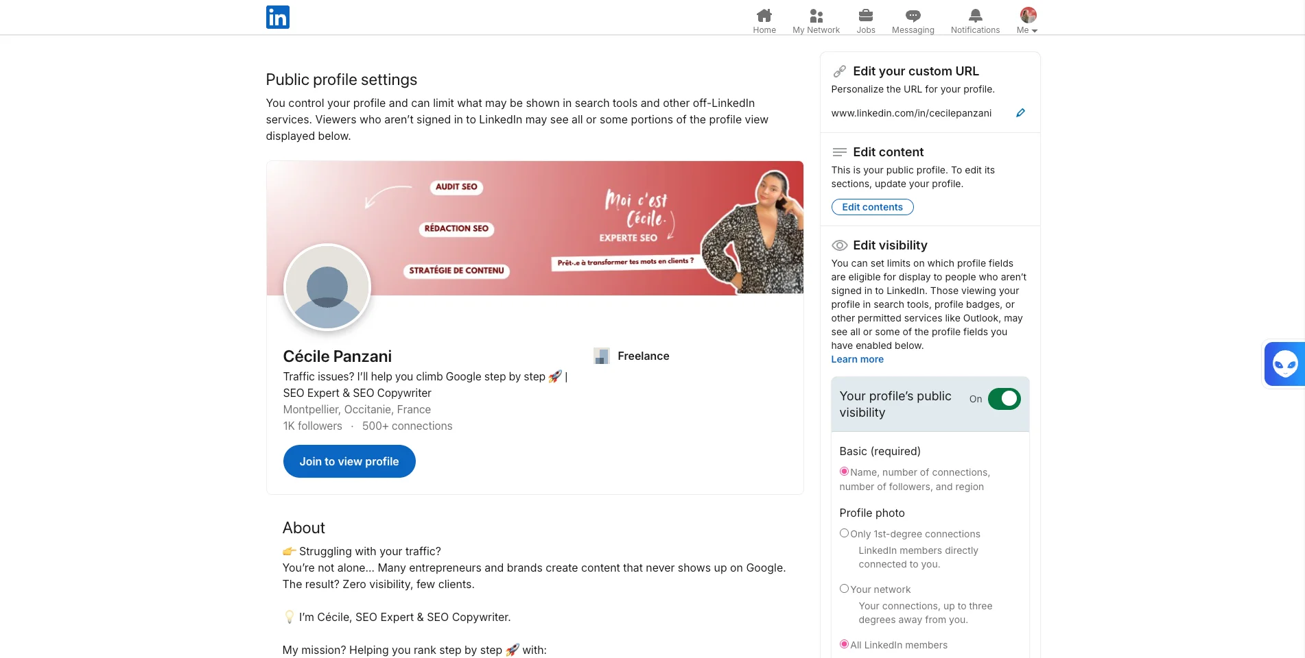 View your profile as a visitor