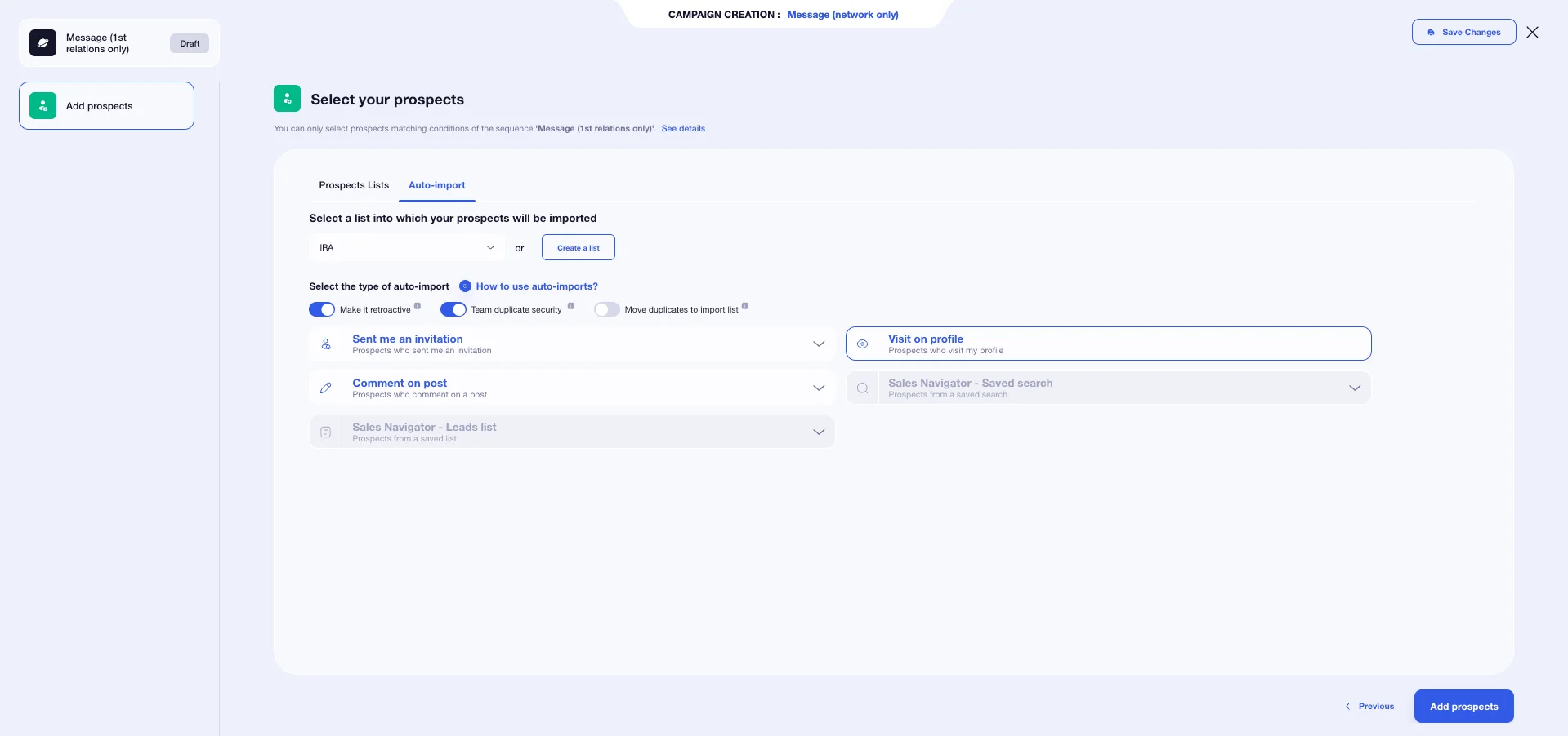 auto-import visite on profile with waalaxy