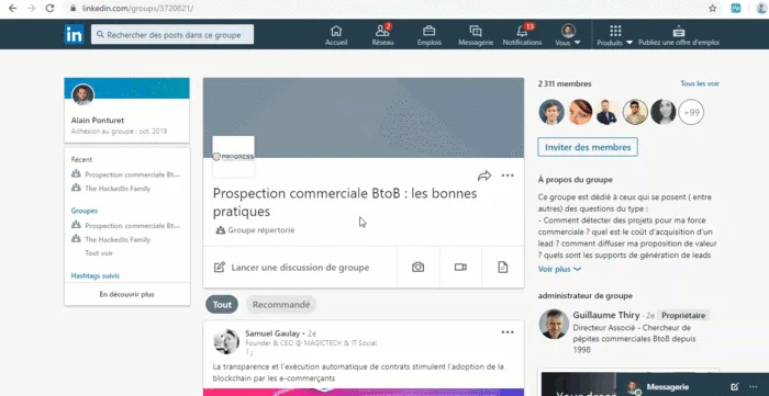 Groupe LinkedIn prospection commerciale B2B