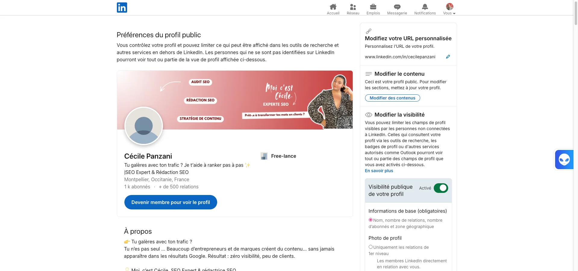 Voir votre profil comme un visiteur