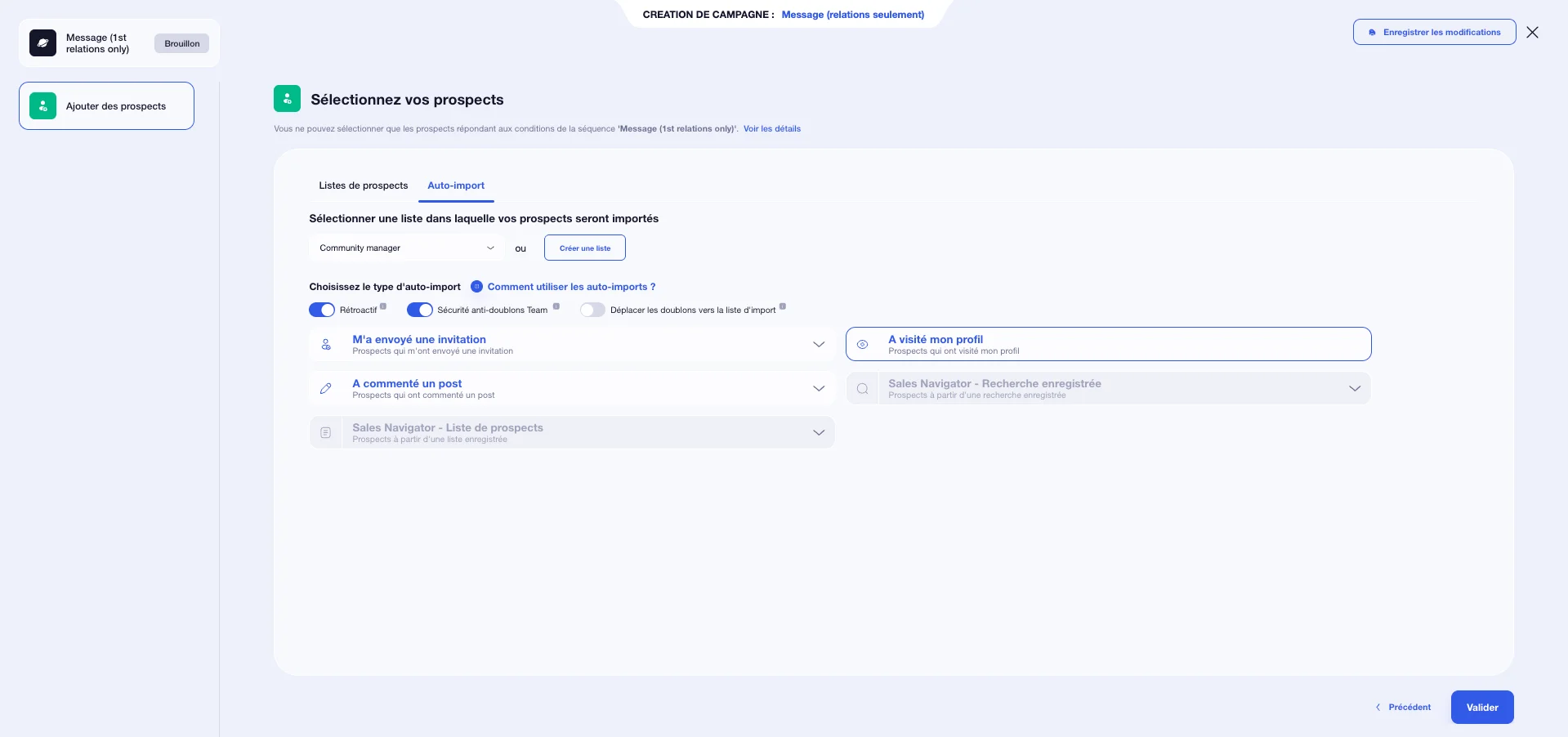 auto-import depuis les visites de profil avec waalaxy