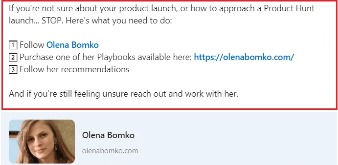 Olena Bomko Product Hunt expert