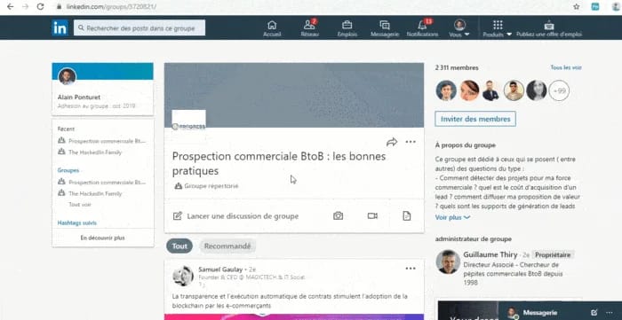 Groupe LinkedIn prospection commerciale B2B