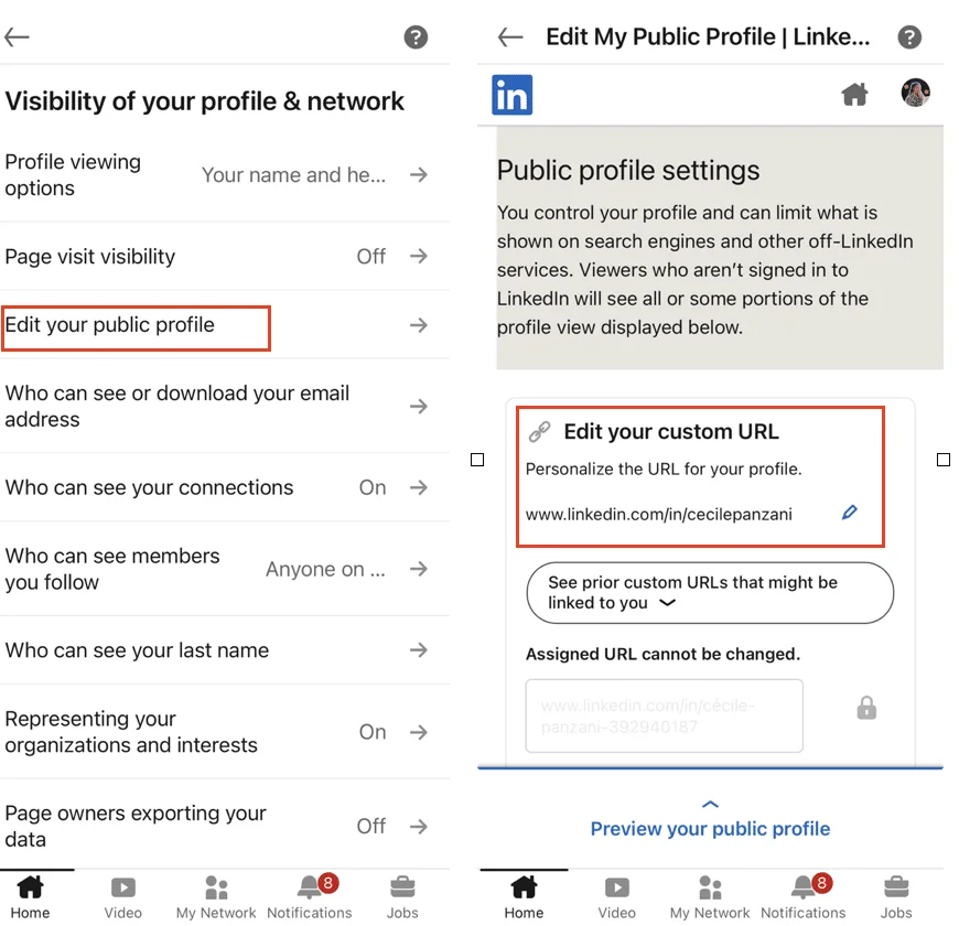 Customize your profile URL