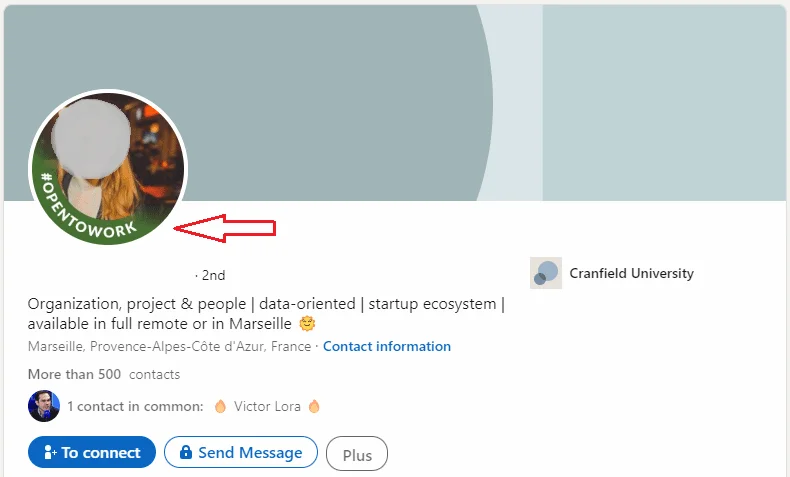 Find Candidates on LinkedIn with the badge "Open to Work"