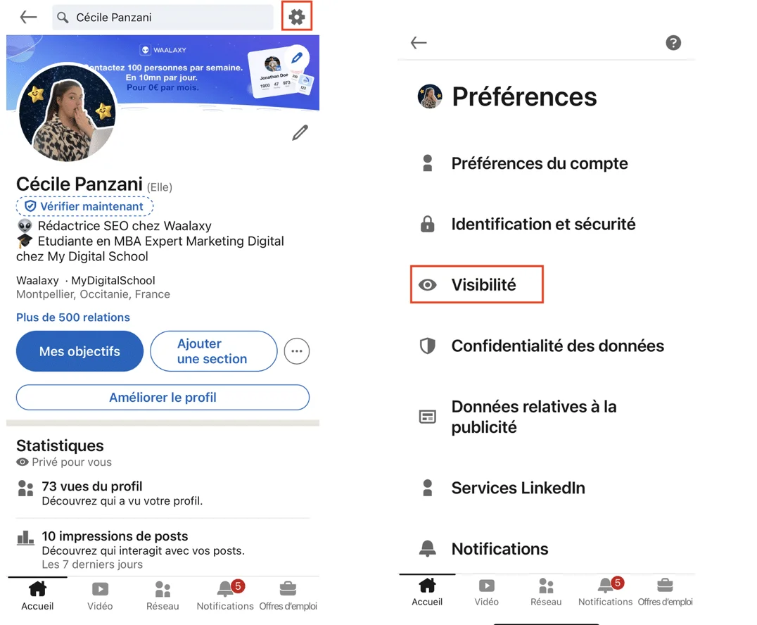 URL LinkedIn mobile