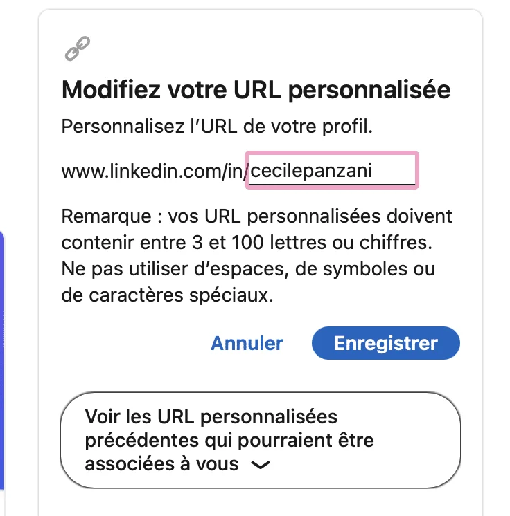 URL LinkedIn personalisée