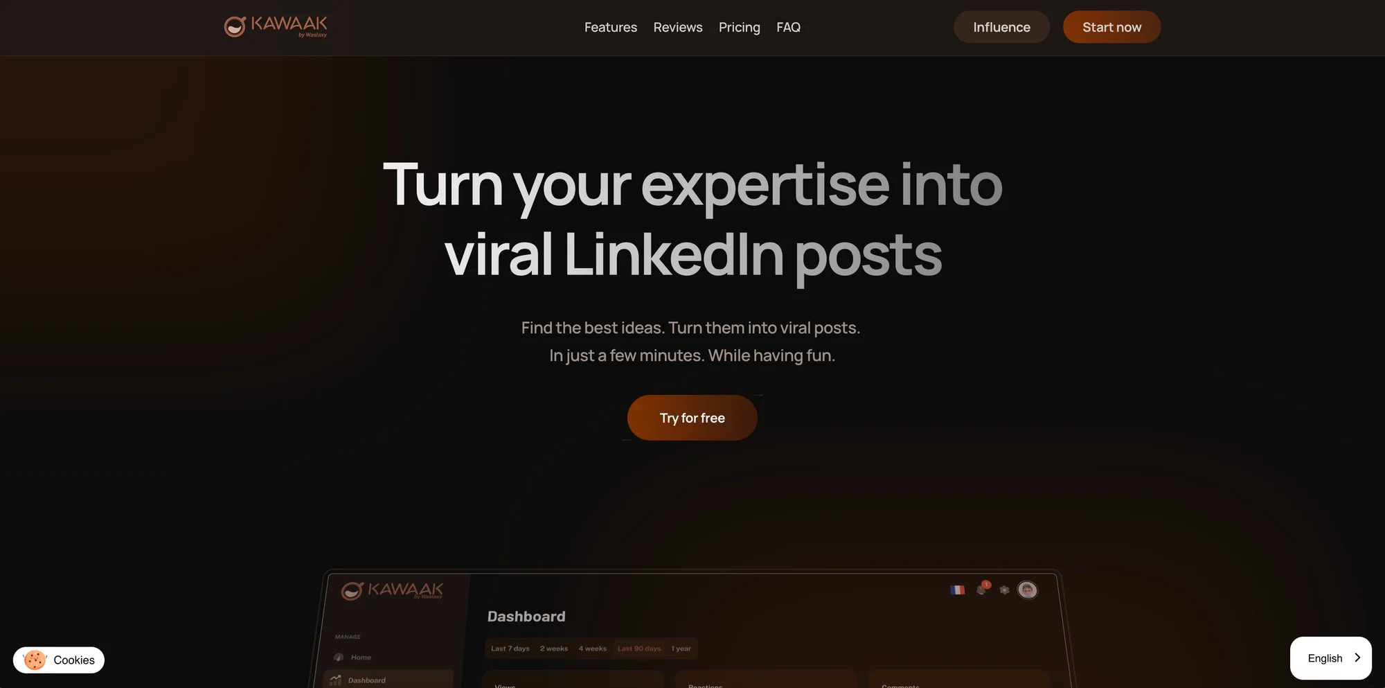Generate LinkedIn posts with AI thanks to Kawaak