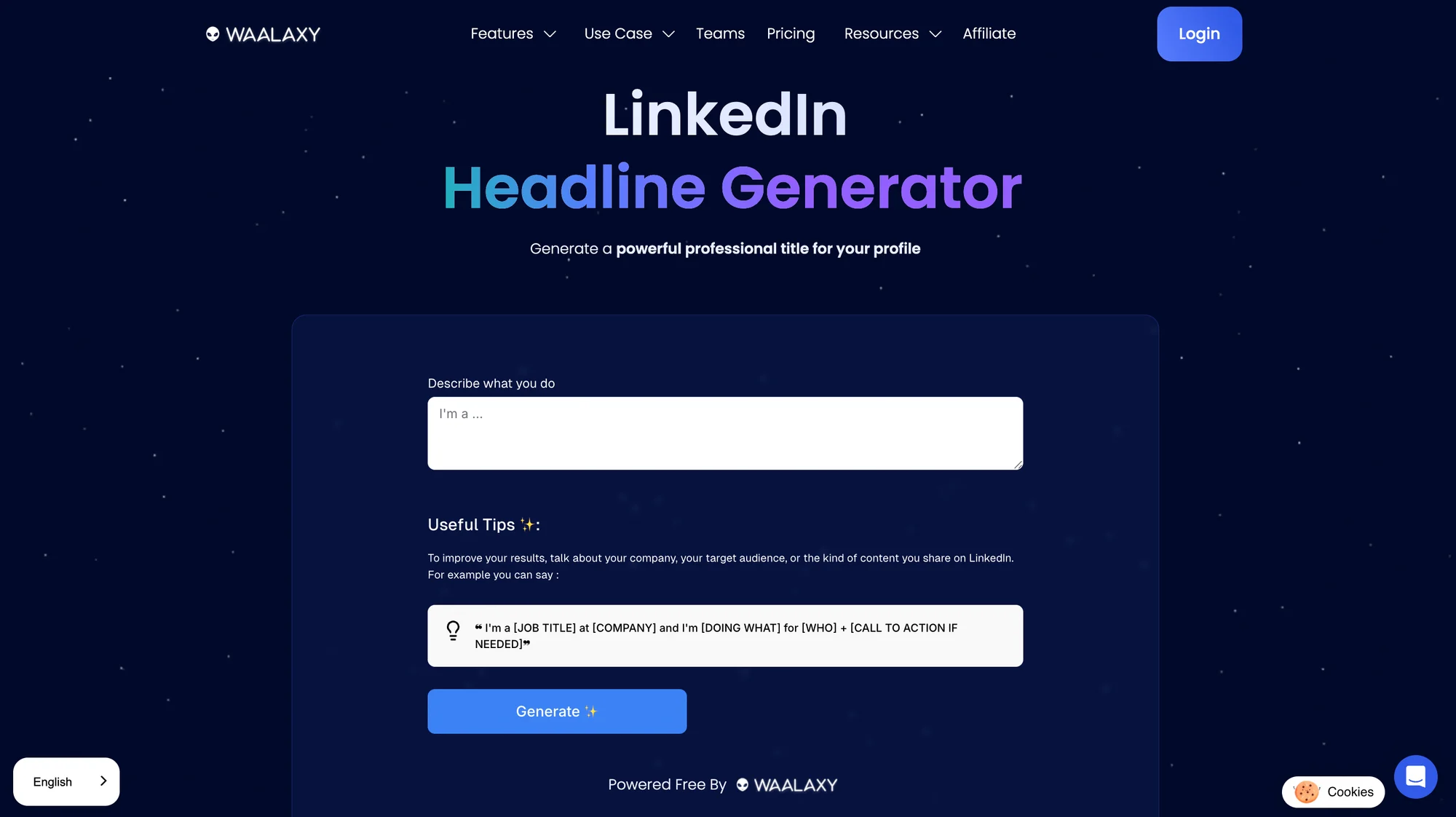 LinkedIn headline generator Waalaxy tool