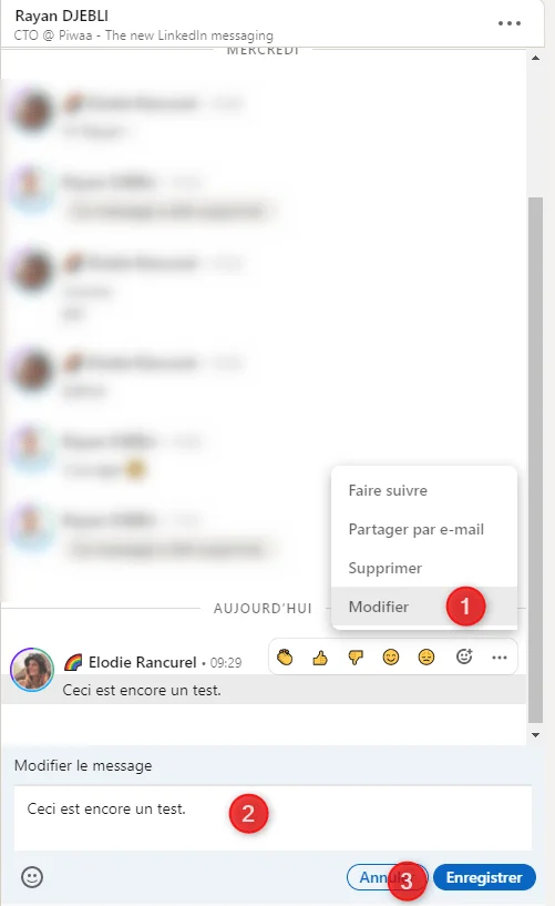 modifier message linkedin