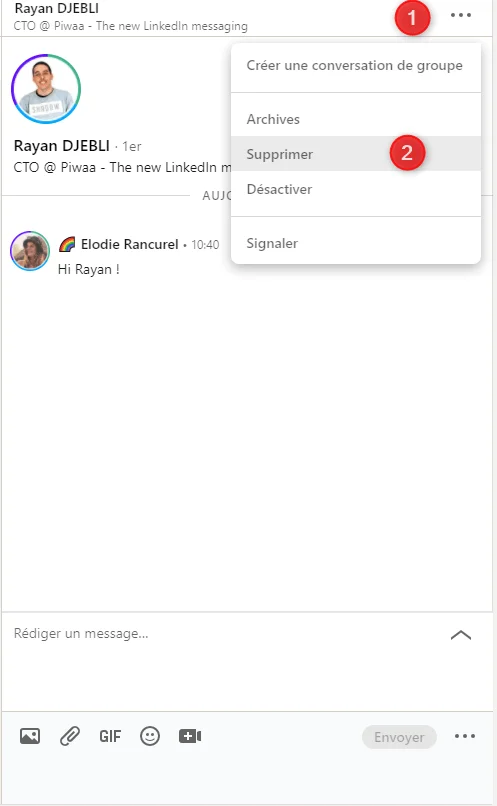 supprimer message sur linkedin