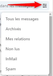 messages linkedin filters