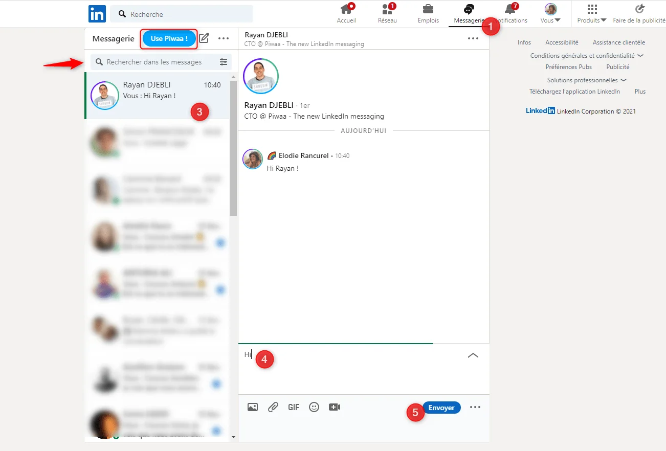 envoyer message linkedin