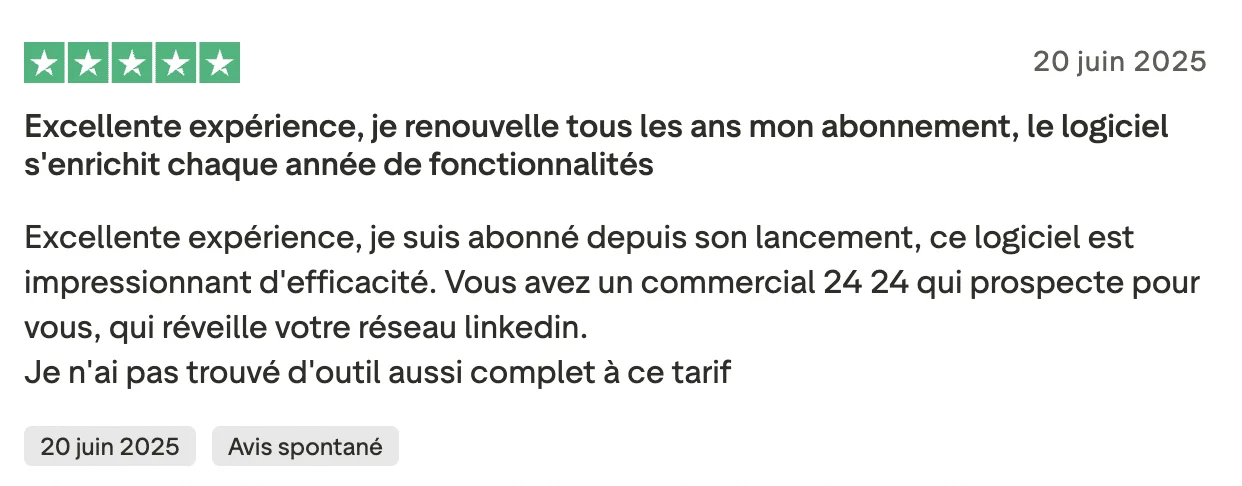avis waalaxy titre du profil Linkedin