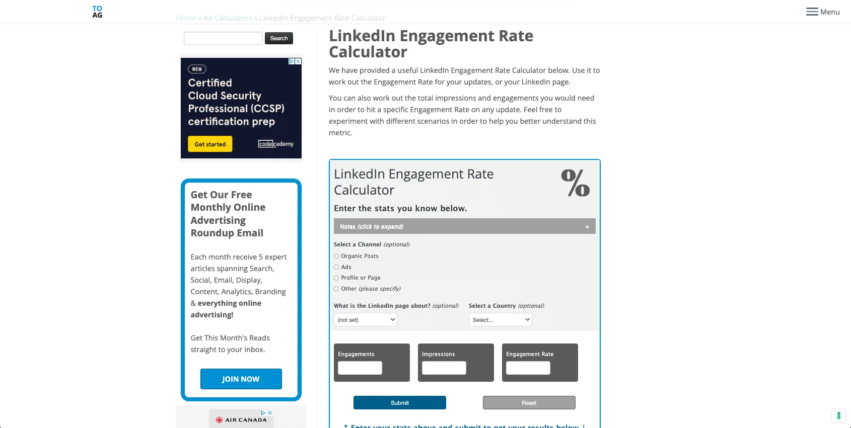Free LinkedIn engagement rate calculator.