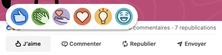 Les réactions LinkedIn pour interagir avec votre audience.