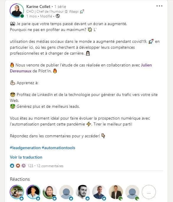 Karine Collet Waalaxy prospection LinkedIn