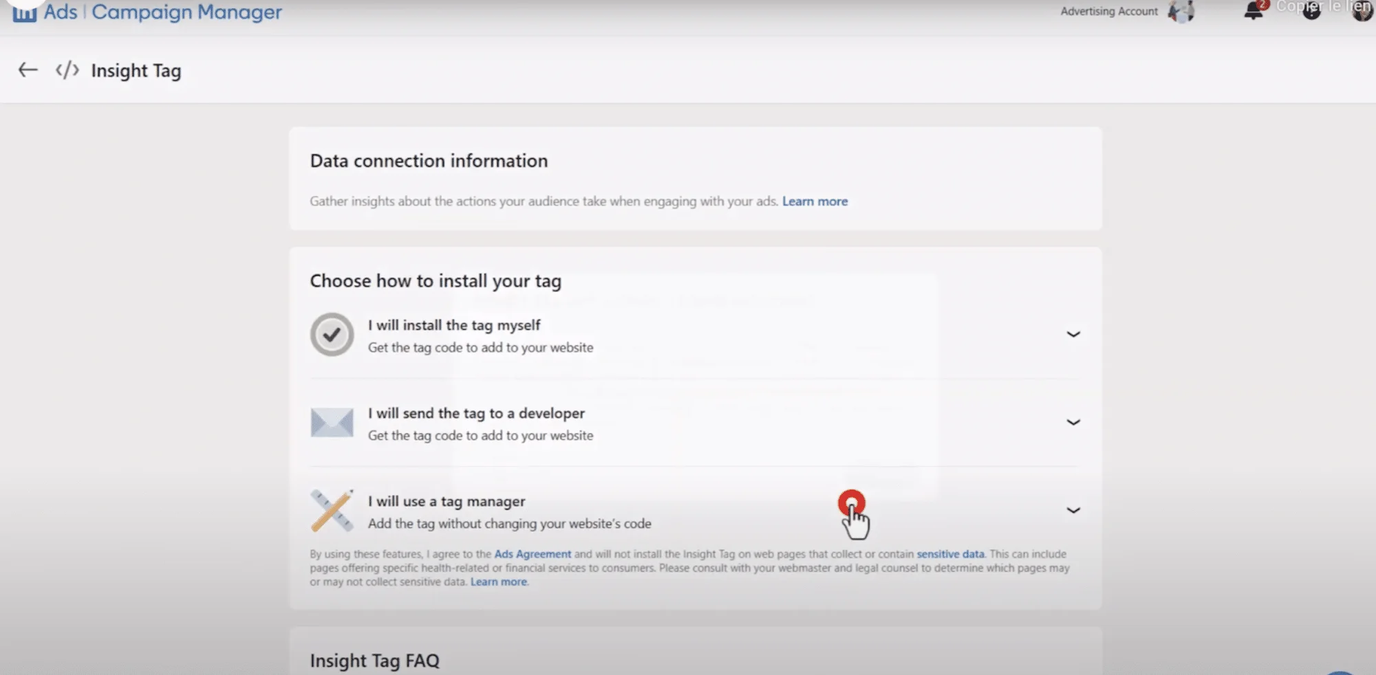 Conversion tracking: using the LinkedIn Insight Tag manager