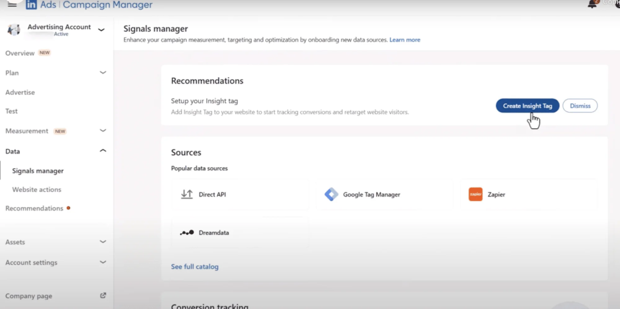 Conversion tracking: Copy the LinkedIn Insight tag