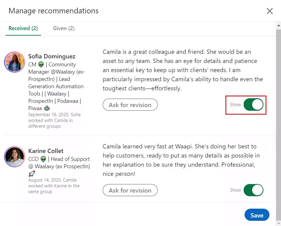 show or hide how to endorse on LinkedIn