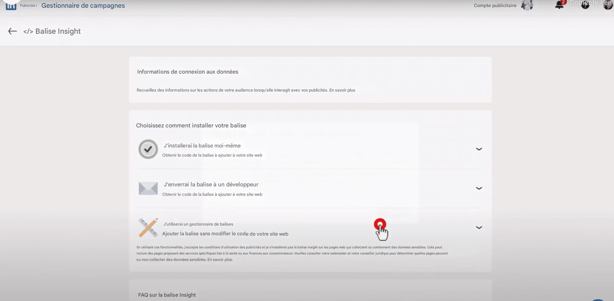 Suivi des conversions : utiliser gestionnaire balise LinkedIn Insight Tag