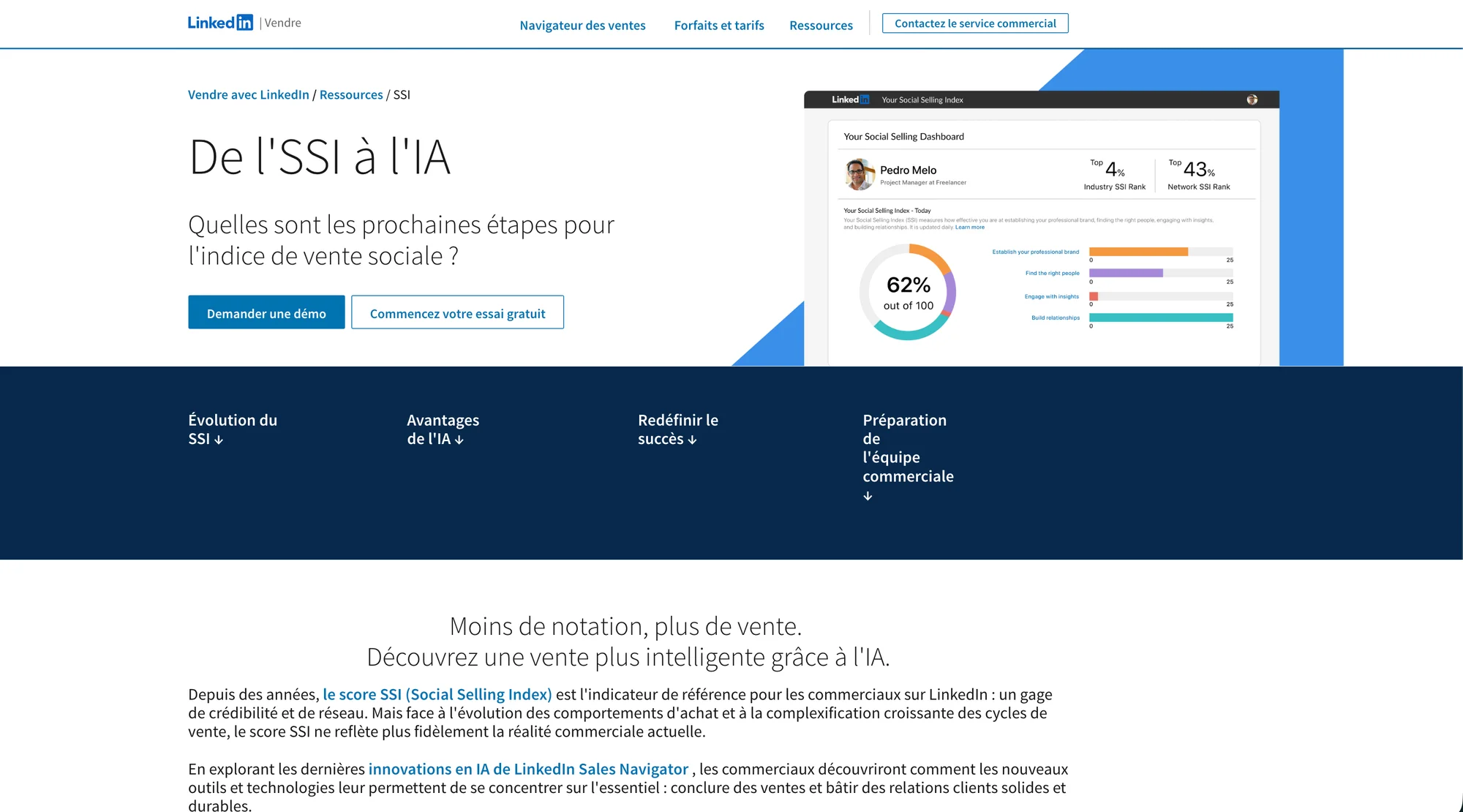 Le SSI IA par Sales Navigator