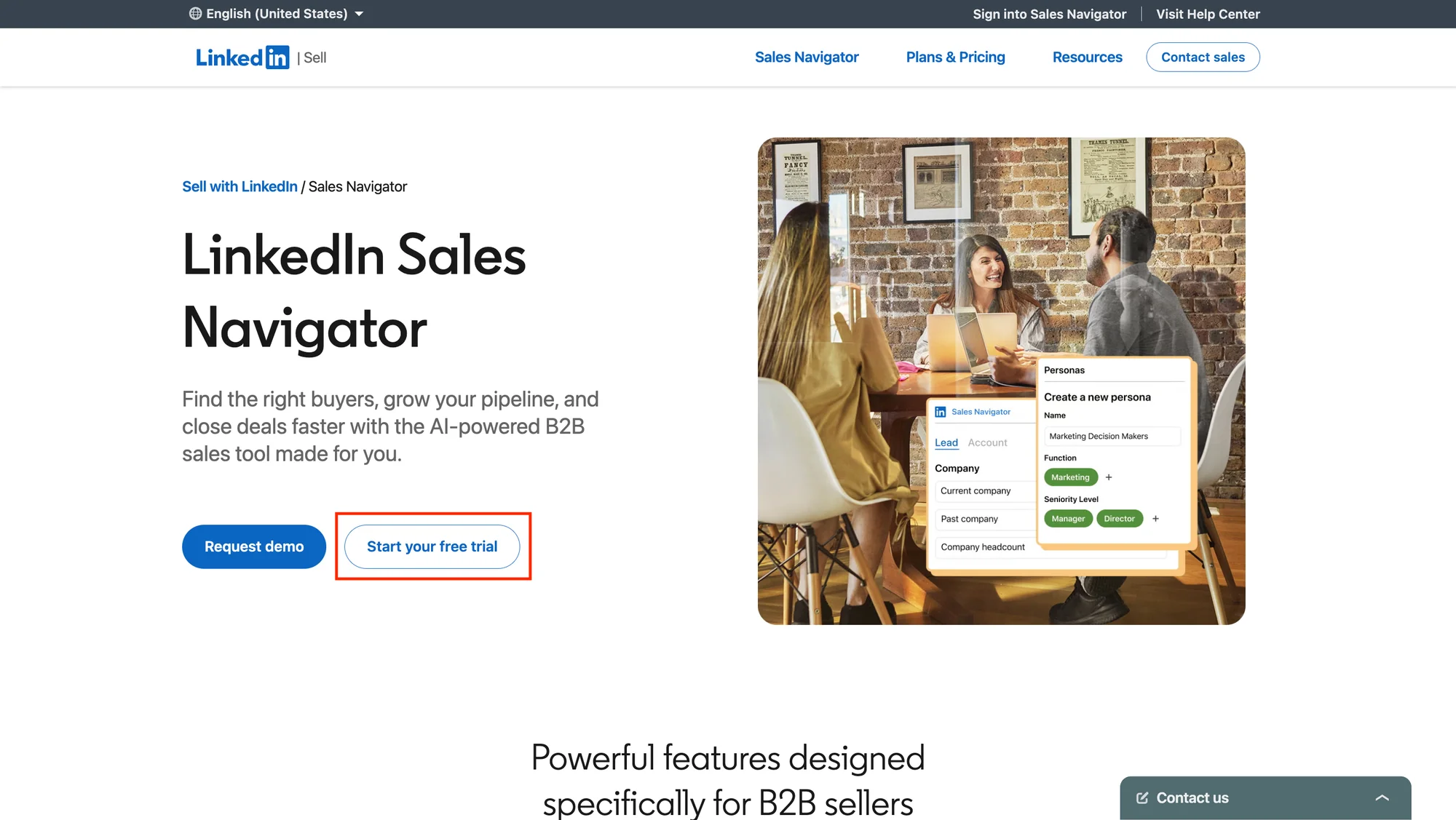 Free trial of LinkedIn Sales Navigator