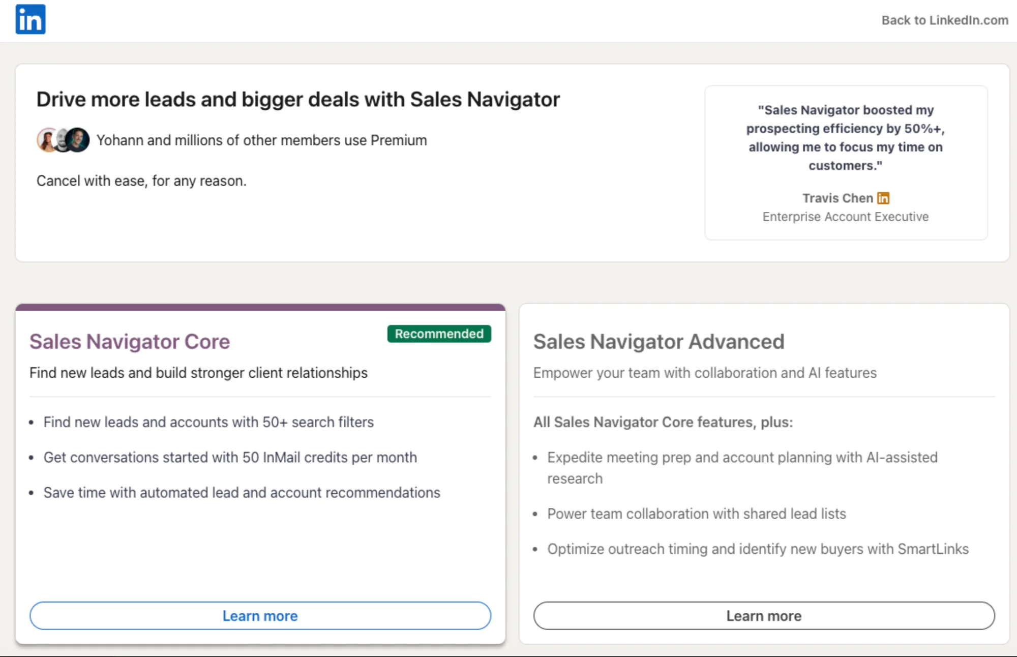 Sales Navigator vs. Sales Navigator Advanced