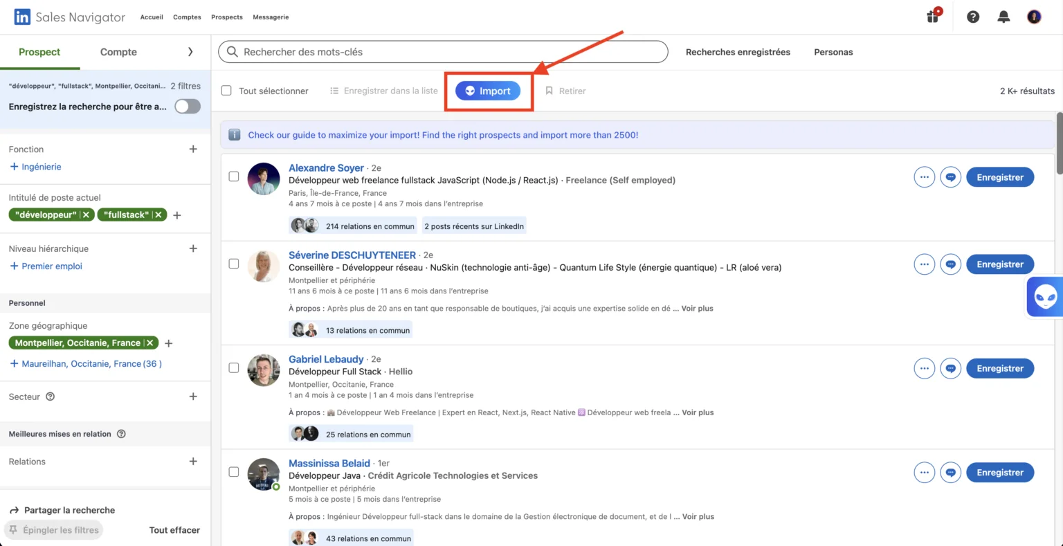 Linkedin sales navigator importer leads