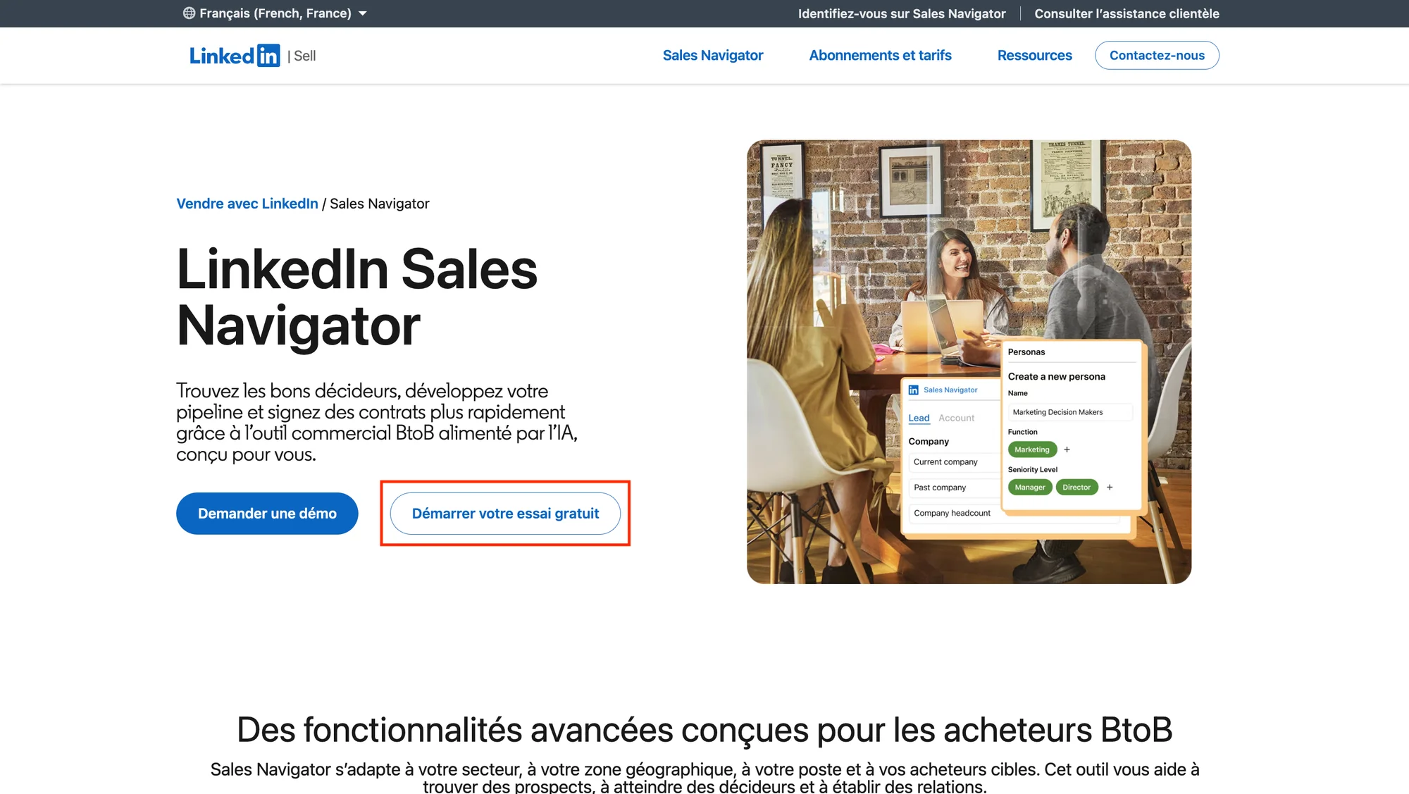 essai gratuit LinkedIn Sales Navigator