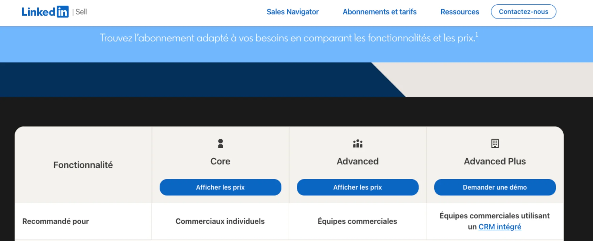 Les abonnements LinkedIn Sales Navigator