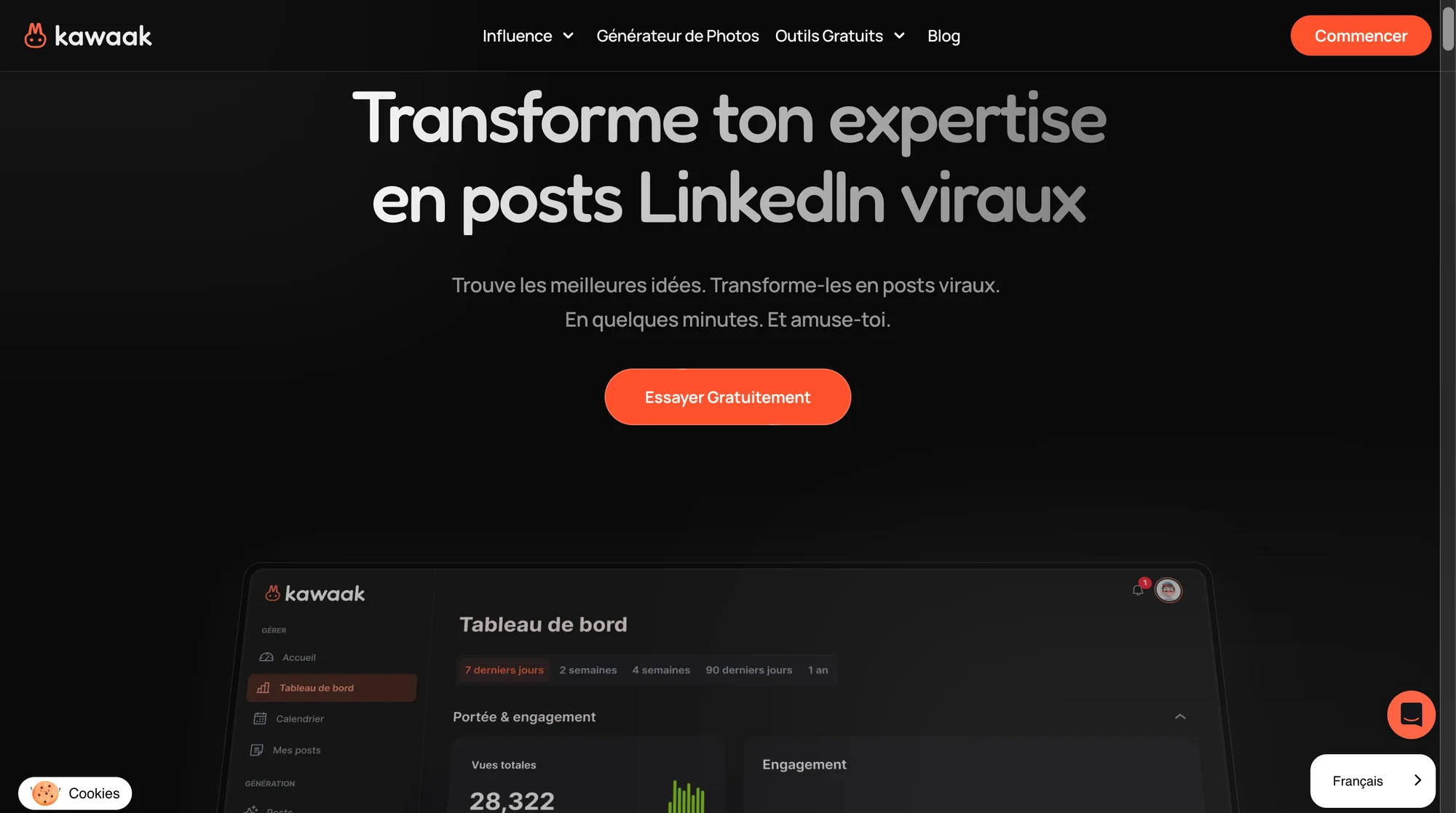 Quand publier sur LinkedIn et générer tous vos posts avec Kawaak.