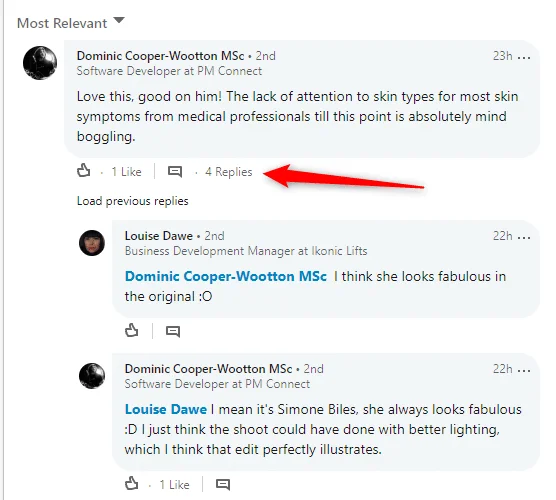 LinkedIn discussion comments skin care