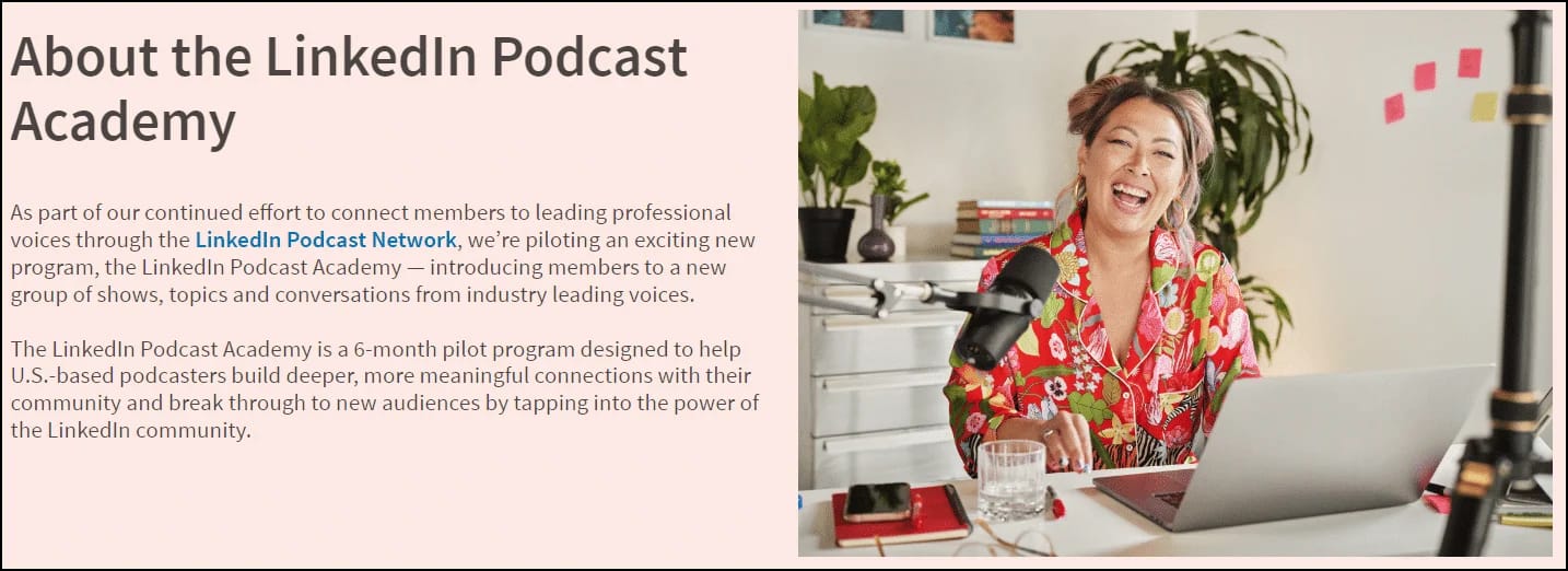 LinkedIn Podcast Academy présentateur microphone