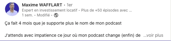 Maxime Wafflart podcast LinkedIn post