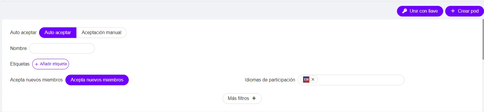 Interface configuration pod Waalaxy