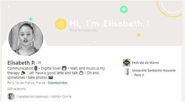 Profil LinkedIn Elisabeth communication digital