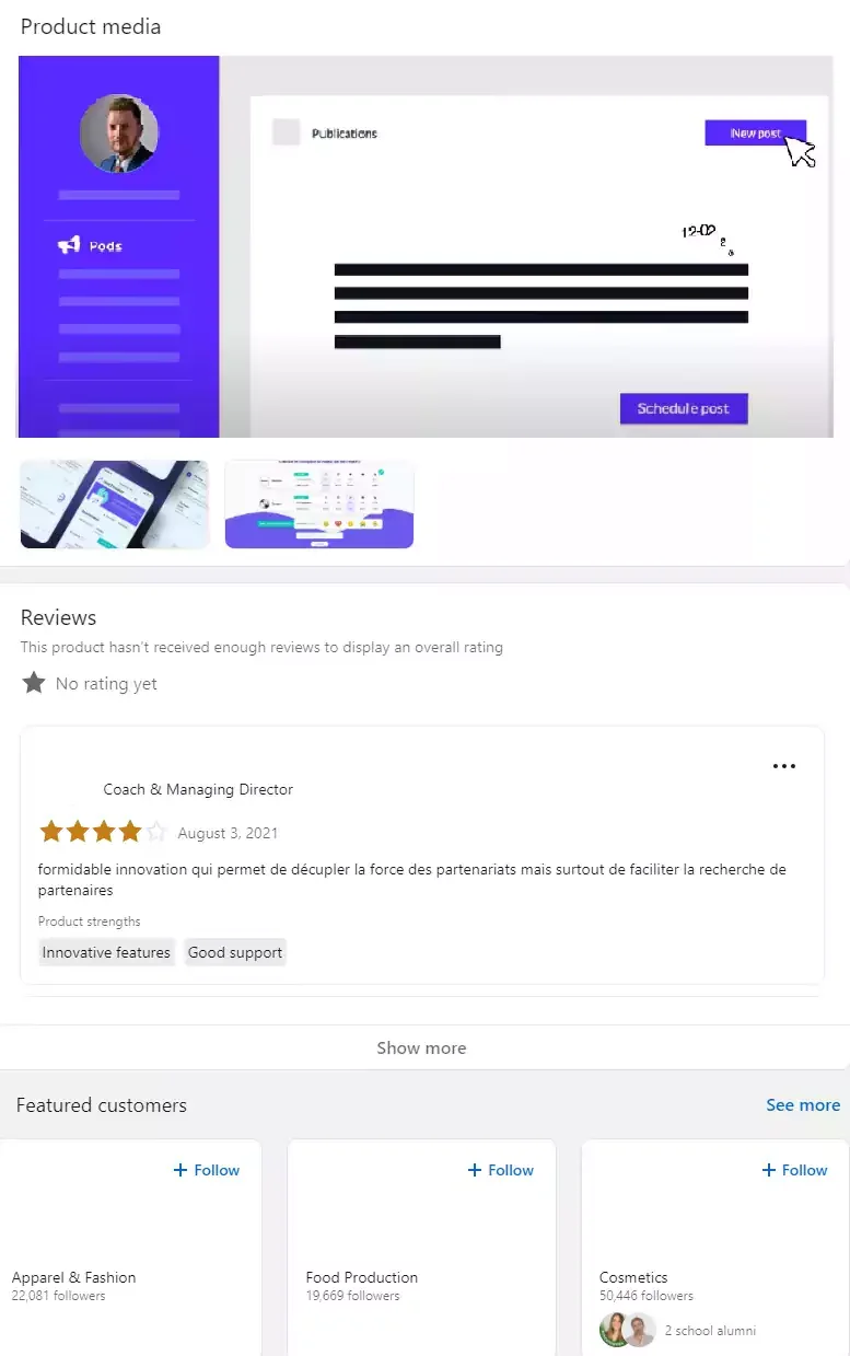 LinkedIn product page