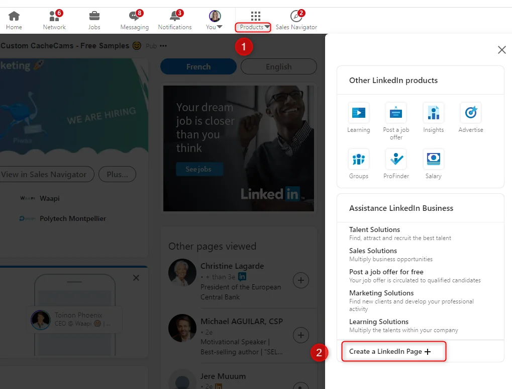 Interface produits LinkedIn Waalaxy
