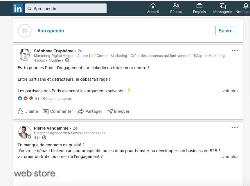 Discussion LinkedIn prospection engagement