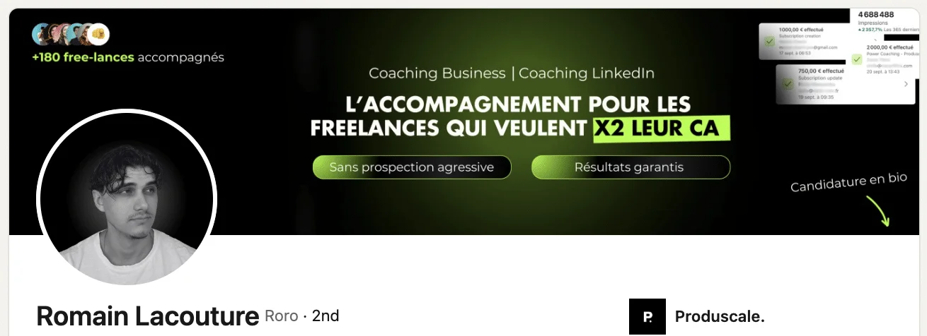 Photo de profil LinkedIn en noir et blanc