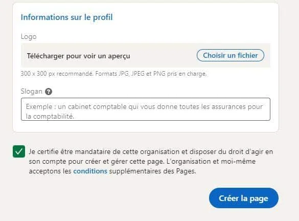 informations sur le profil