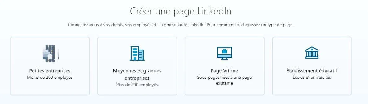type de page qui correspond à votre entreprise