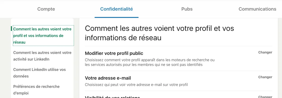 Confidentialité profil LinkedIn Waalaxy