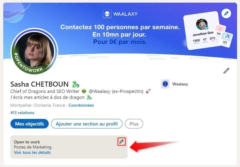 comment modifier open to work LinkedIn
